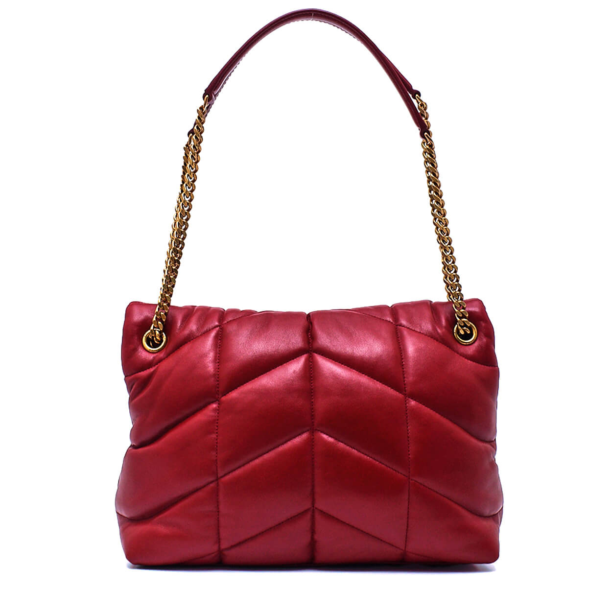 Saint Laurent -Cherry Smooth Leather Medium Loulou Puffer Flap Bag